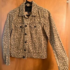 Lucky Brand Tan Leopard Print Jean Jacket